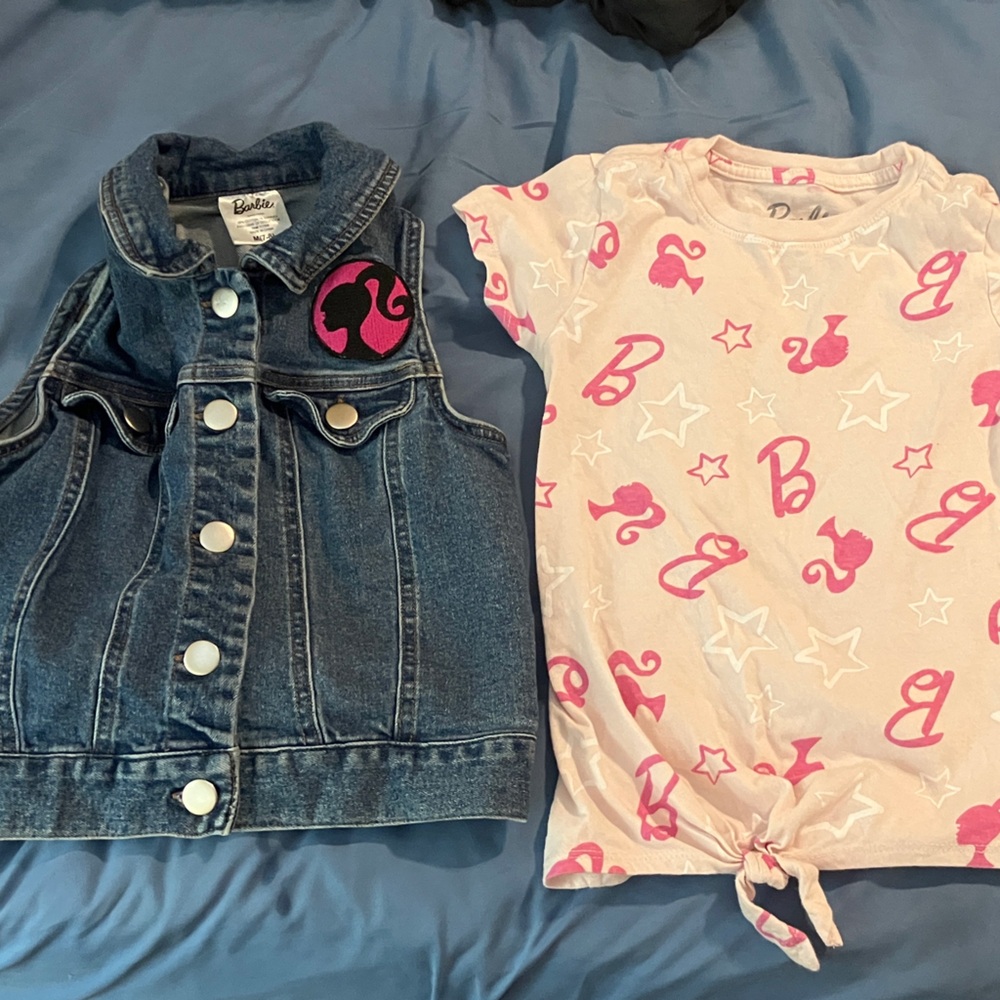 Barbie Blue Denim Vest and Pink Logo Tee